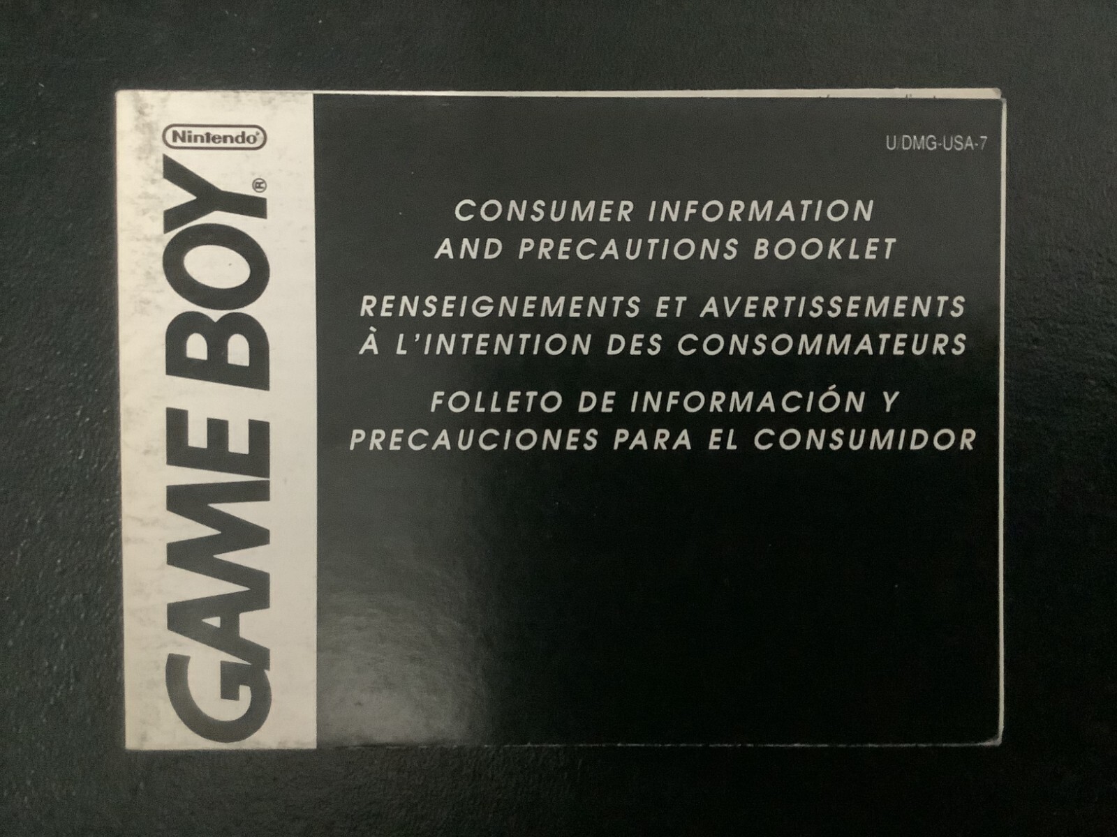 Gameboy Consumer Information Precautions Booklet U/DMG-USA-7 Manual Insert Only