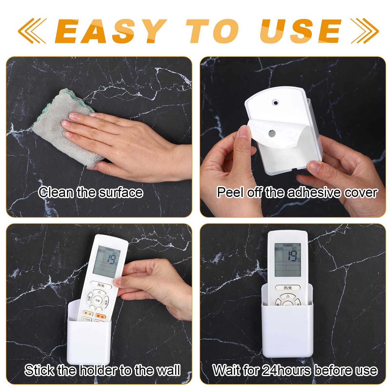 8 PCS Universal Remote Control Holder Wall Mount Stick On Organizer White