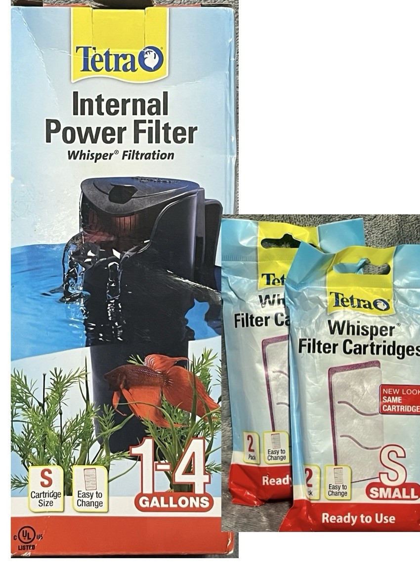Fish Tank Filter—Tetra Whisper Internal Power Filter & 2 Pks Filter Cartridges