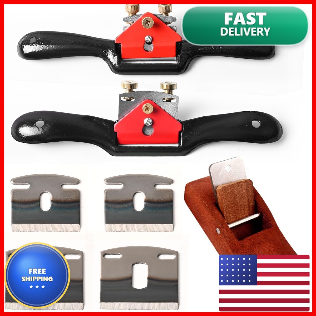 Klmnduo Adjustable Spokeshave Kit 6pcs Metal Blade, Portable Woodworking Plane