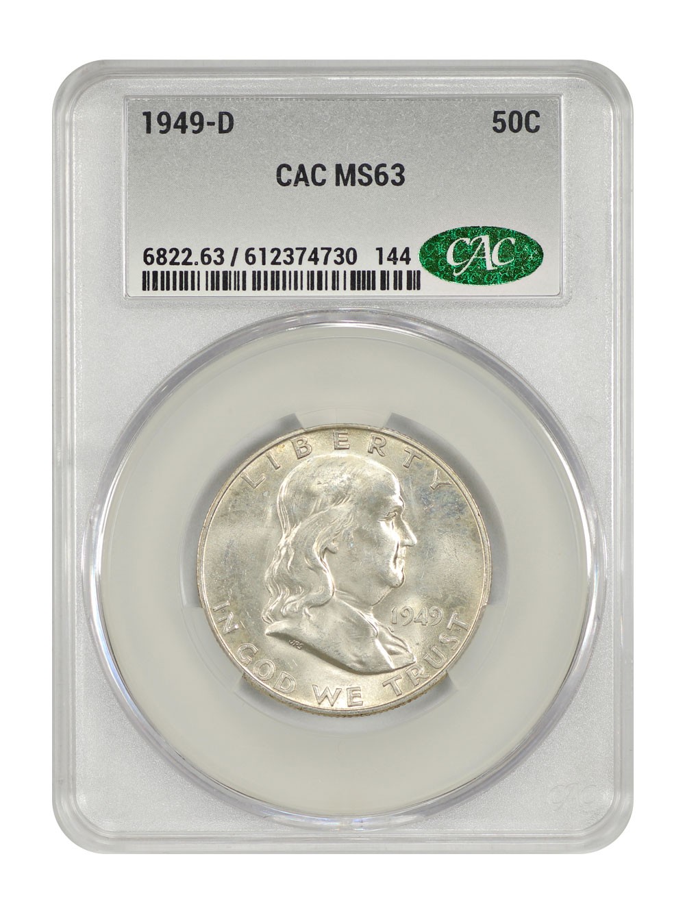 1949-D 50C CACG MS63 - Franklin Half Dollar