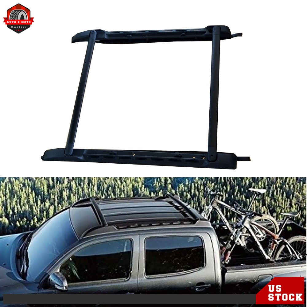 Unpainted Black Double Cab Roof Rack Cross Bars Set For Toyota Tacoma 2005-2019