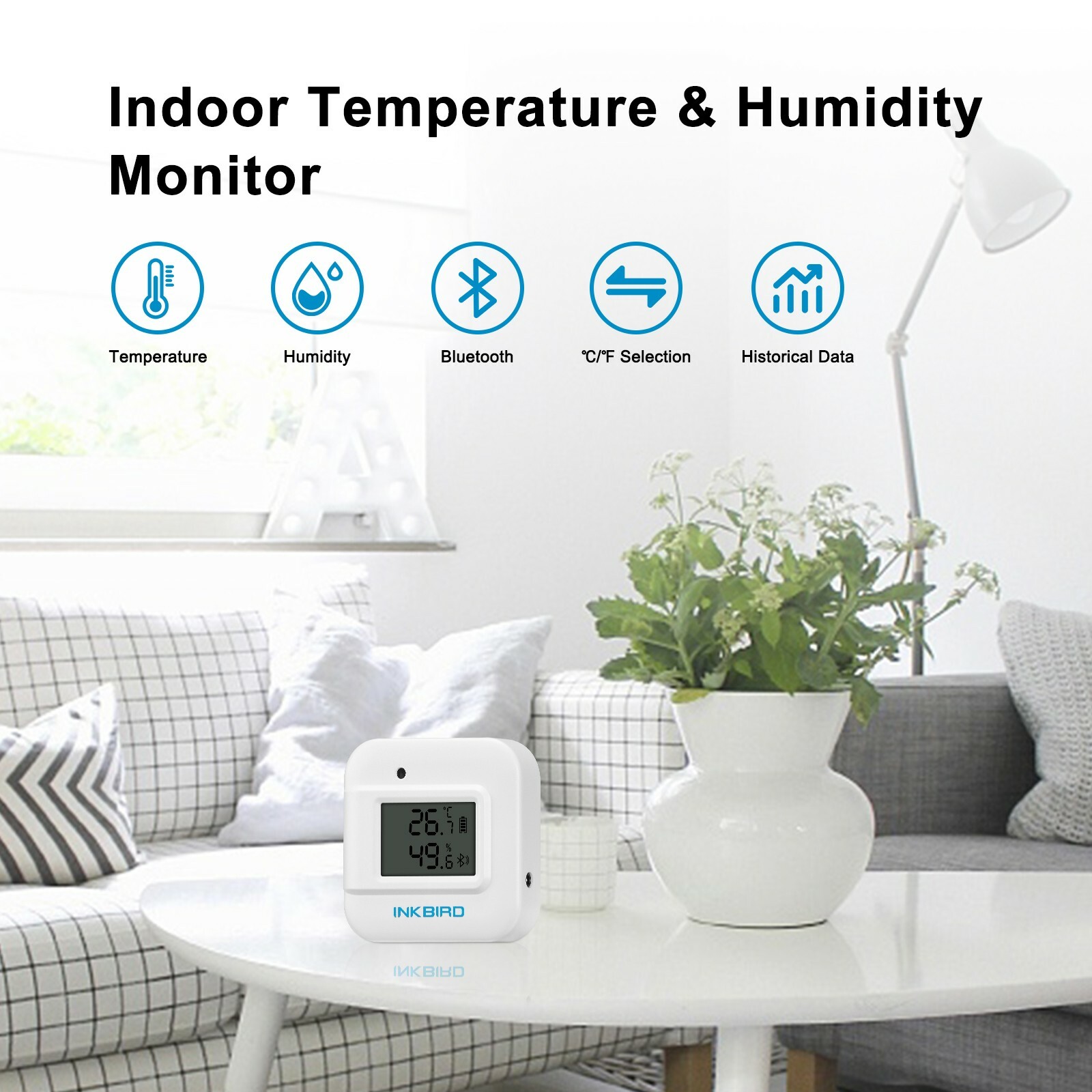 Bluetooth Temperature Humidity Thermometer Data Loggers IBS-TH2 External Probe