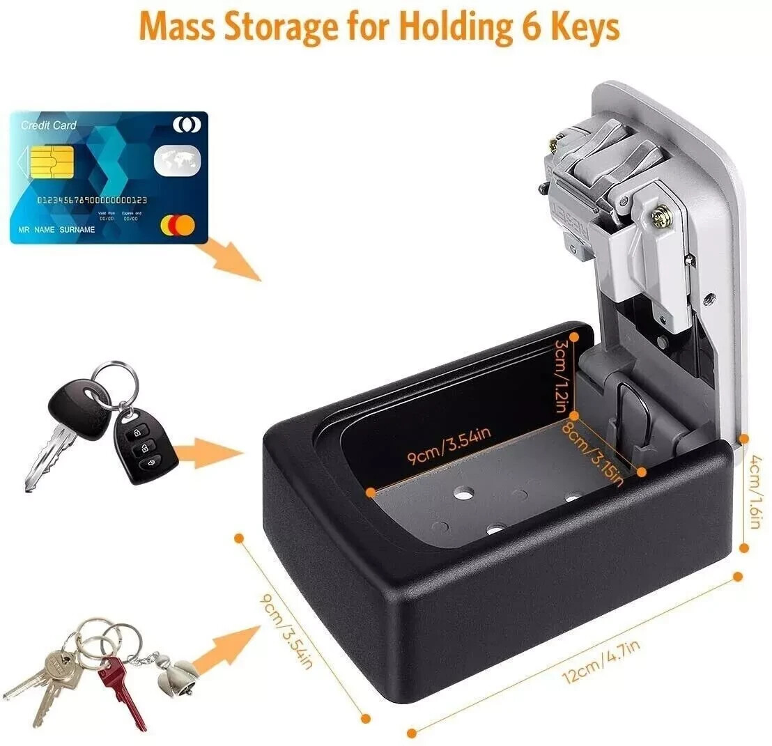 Key Safe 4-Digit Combination Lock Box Wall Mount Storage Safe Security Outdoor