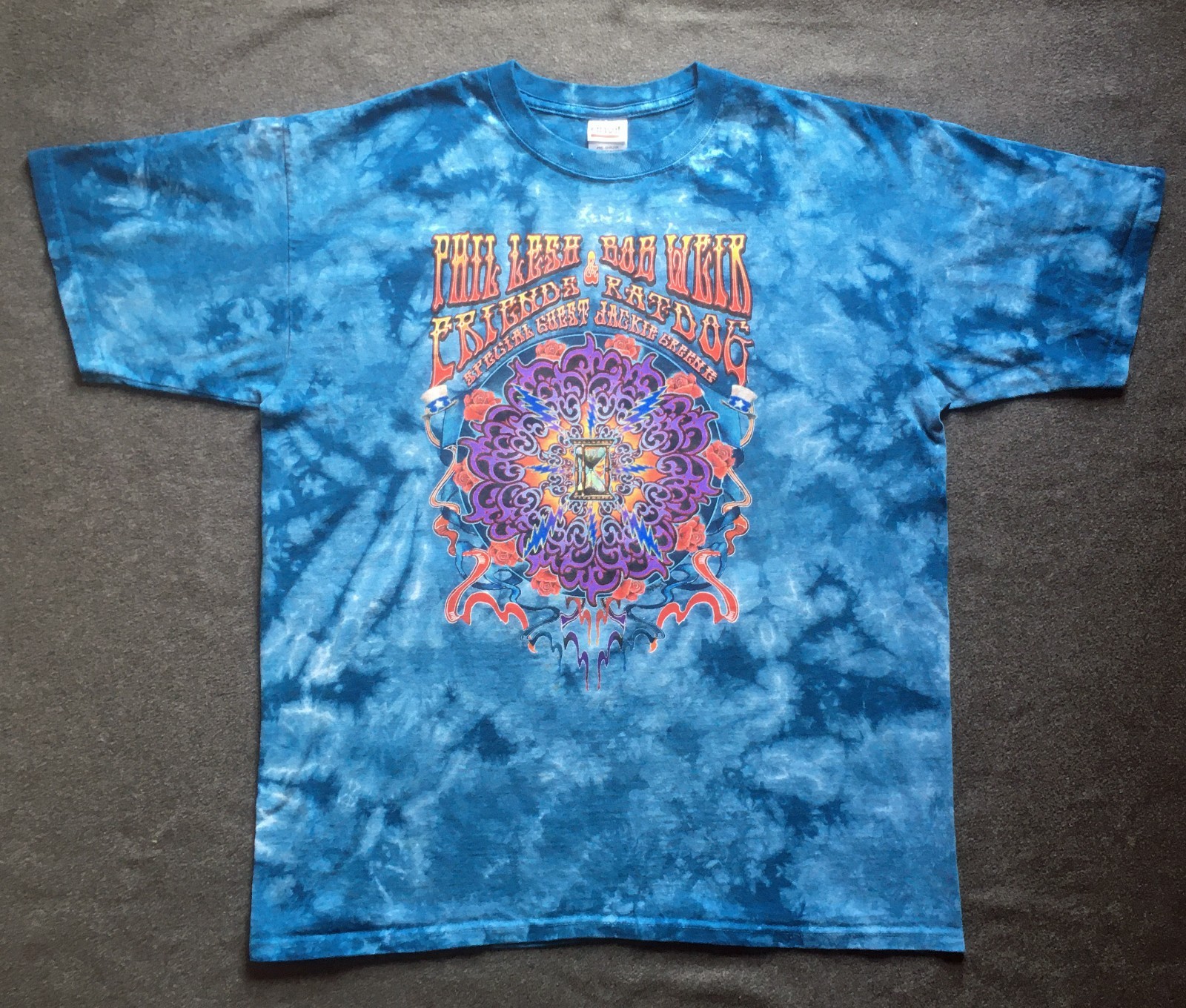 Phil Lesh & Bob Weir New Years Eve 2008 Tie Dye T-shirt sz L Bill Graham Civic
