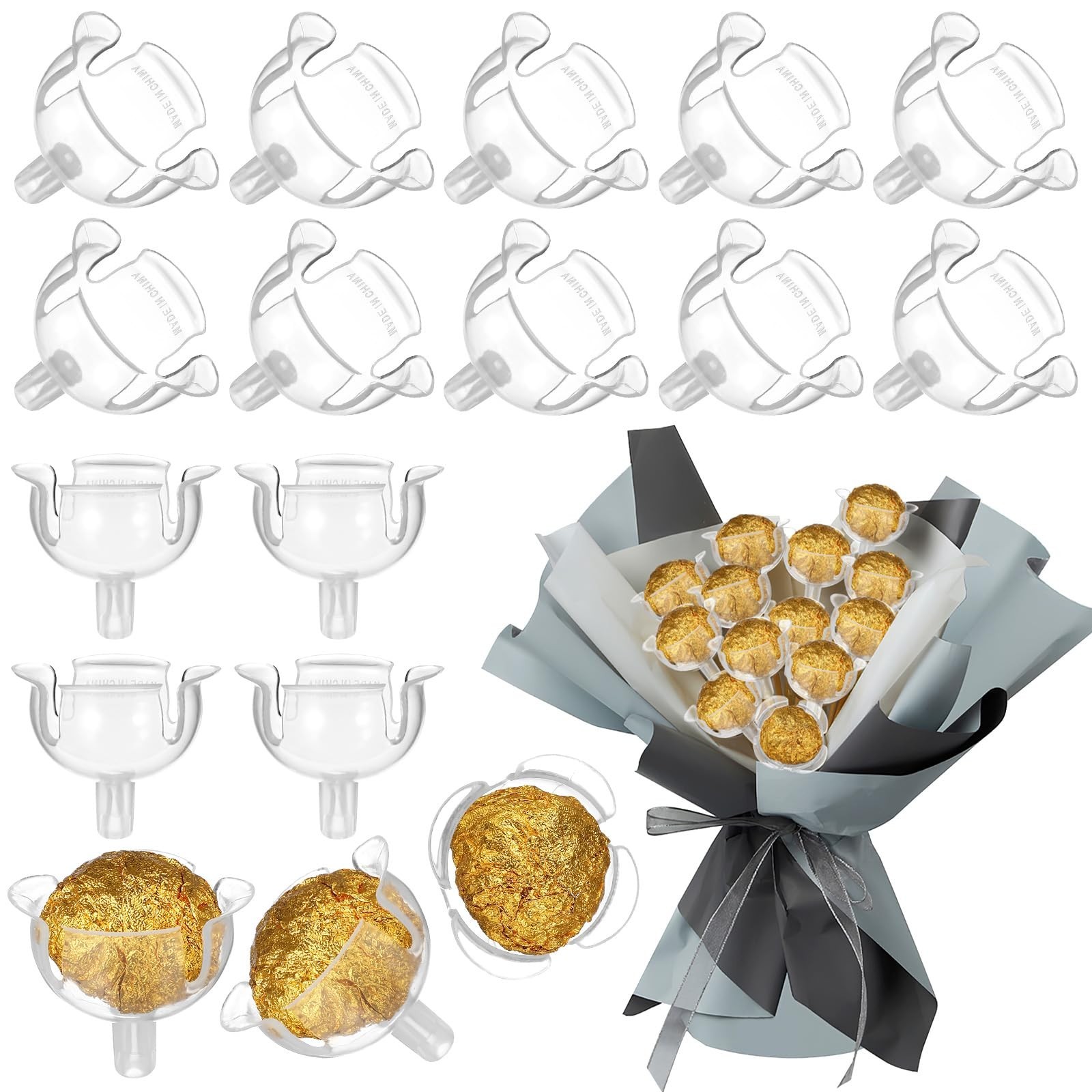 36pcs Clear Chocolate Holder Chocolate Bouquet Base Chocolate Fixed Base Cand...