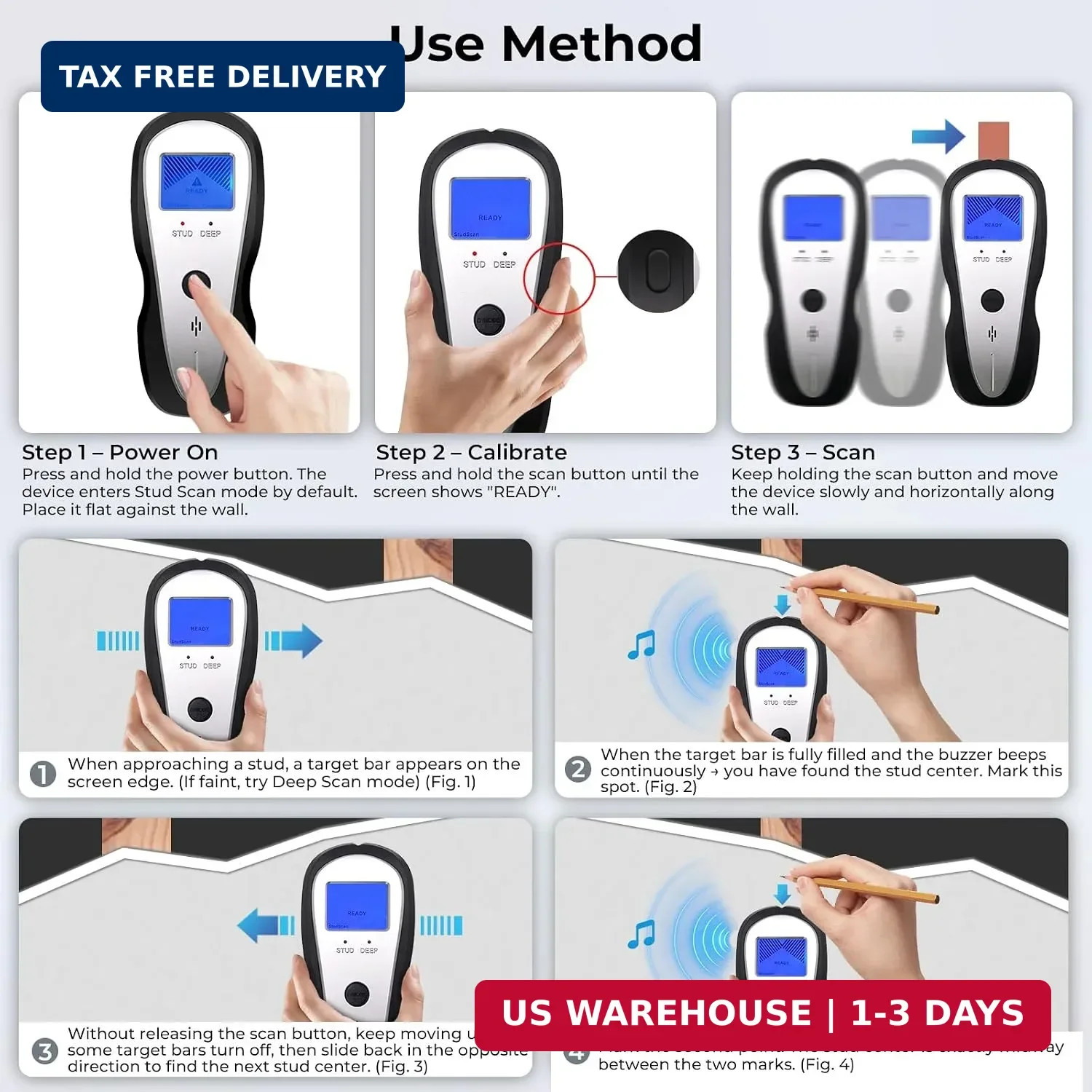 Stud Finder Wall Scanner Electronic Sensor Detector with LCD Display Deep Scan