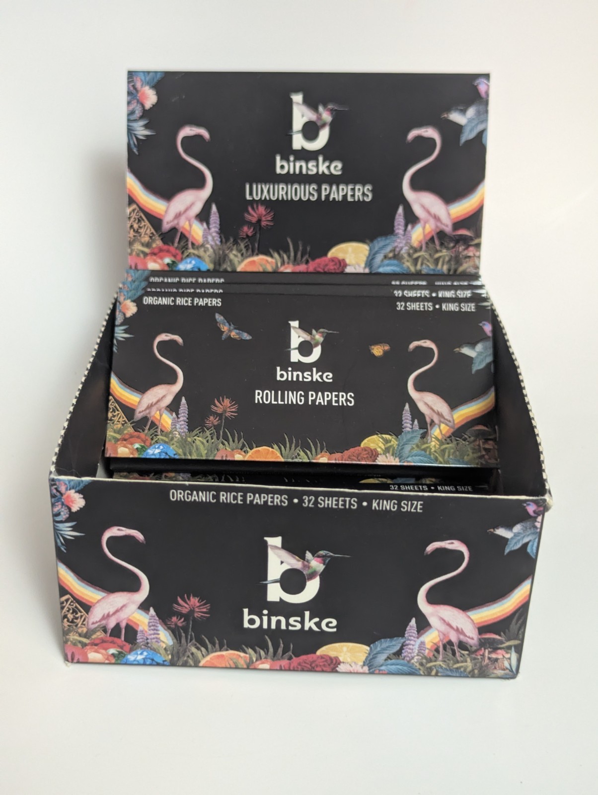 Binske Premium Luxurious Organic Rice King Size Rolling Papers Mag Close