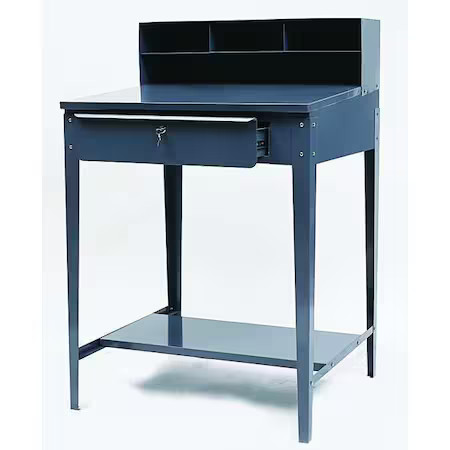 Zoro Select 1W907 Stationary Shop Desk, 1 Drawer, 34-1/2 In W X 30 In D X 53