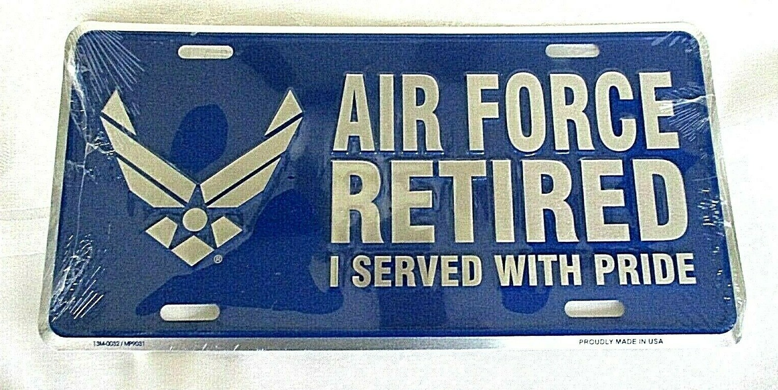 U. S. AIR FORCE RETIRED EMBOSSED METAL LICENSE PLATE #02 - NEW