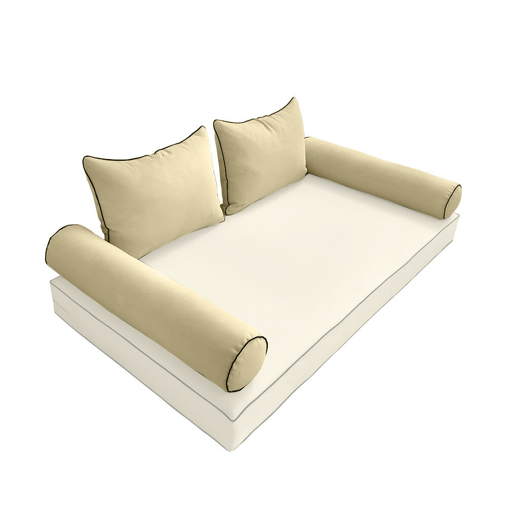 |SLIPCOVER ONLY| S4 Outdoor Bolster Cushion Covers Contrast Trim Crib AD103