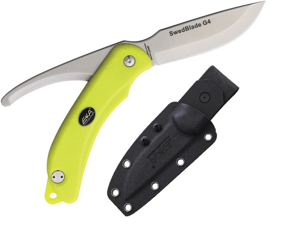 EKA Swedblade G4 Fixed Knife 3.5" 12C27 Steel Blade Neon Green Rubber Handle