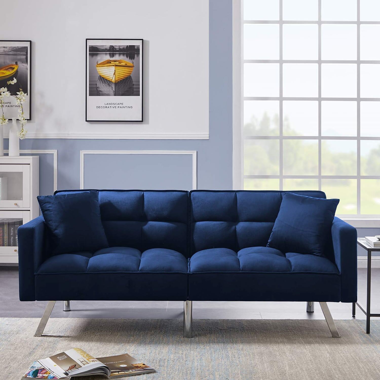 Futon Couch Sleeper Sofa Bed Convertible Loveseat Reclining Sofa Bed with Pillow