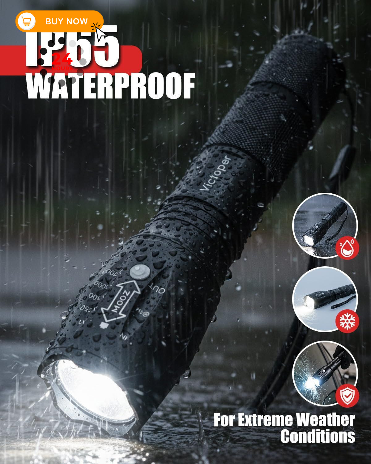 Victoper LED Flashlight 2 Pack, Bright Tactical Torch High 2 PACK, Black