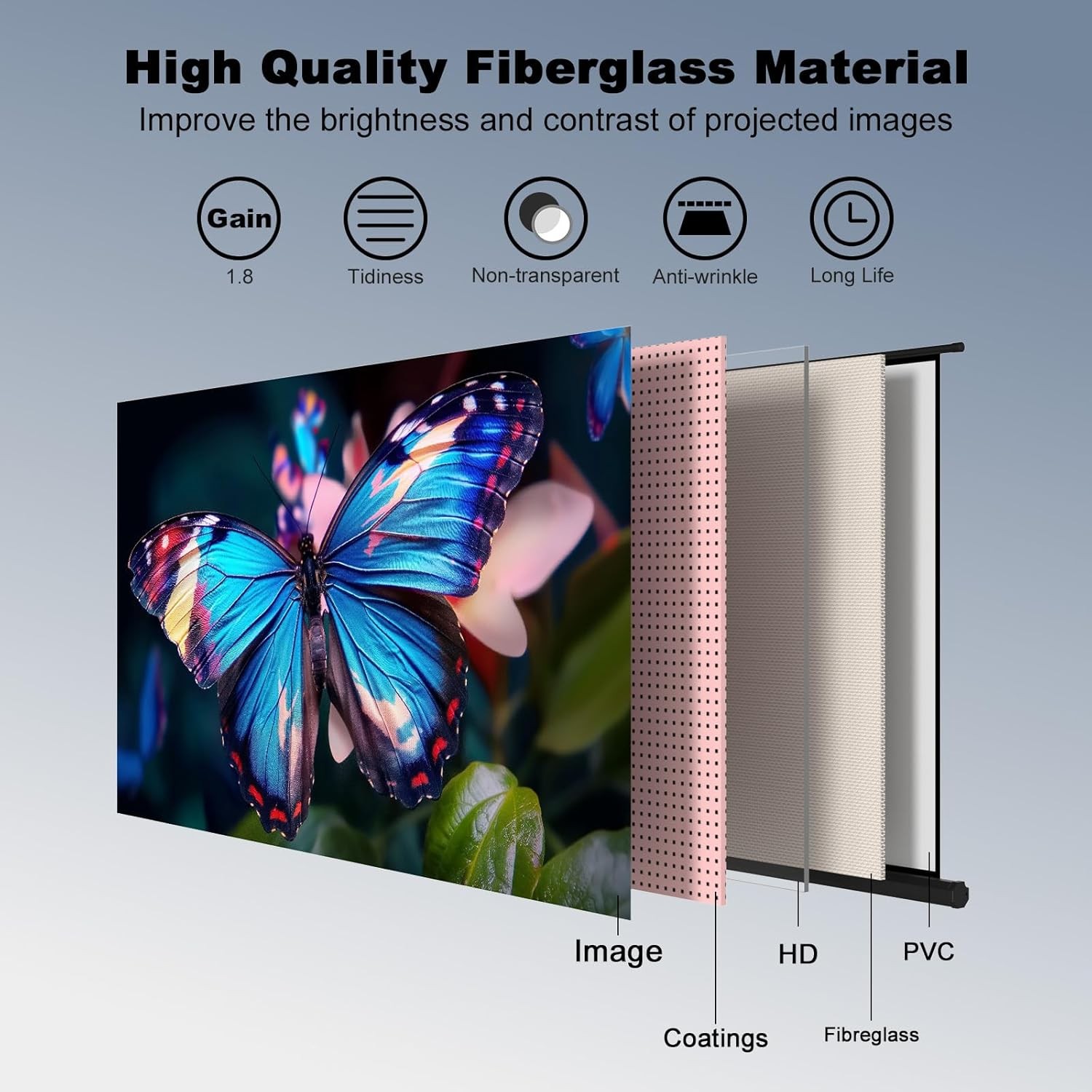 Outdoor Projector Screen with Stand Tripod, Indoor Pull Up Portable...