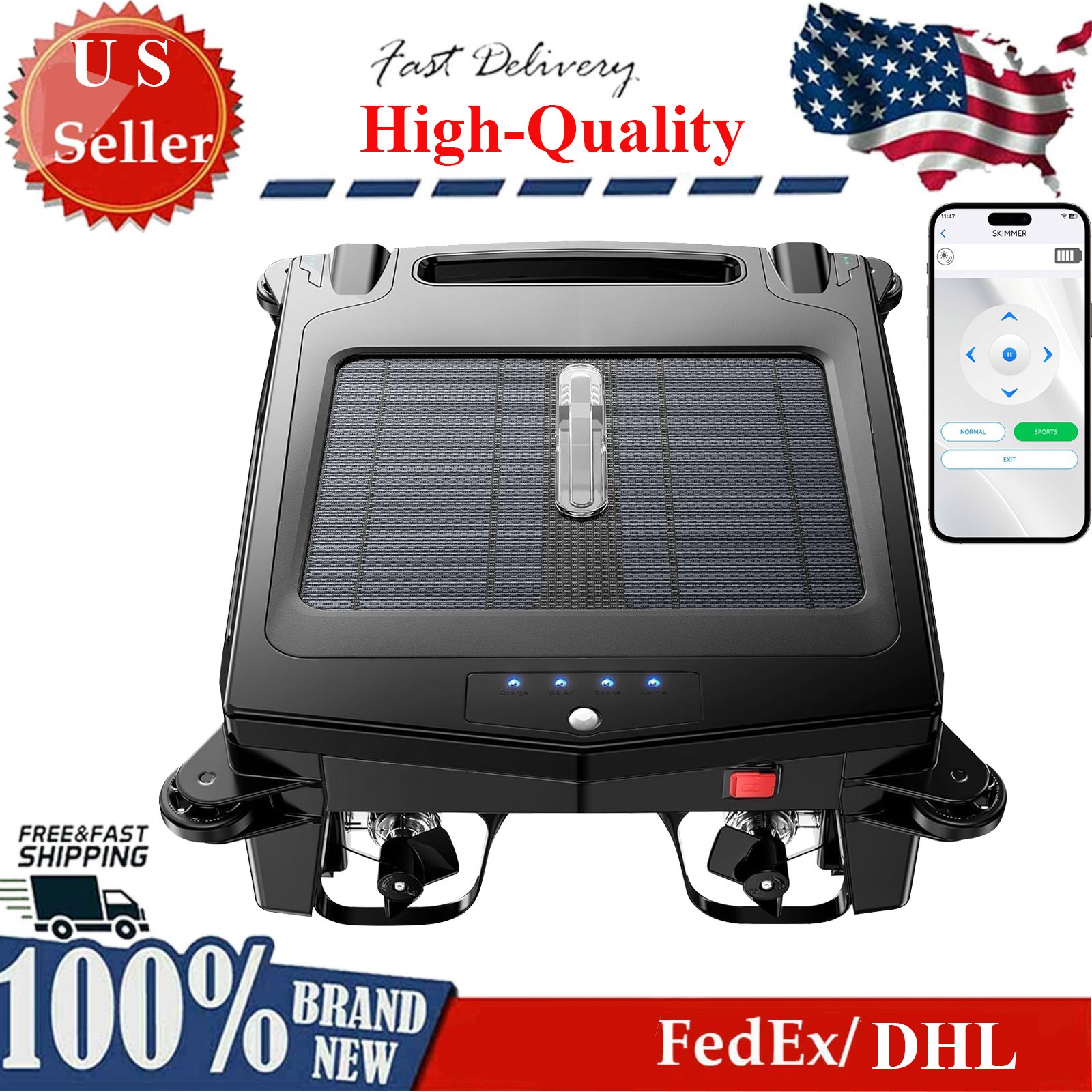 Surfer Robotic Solar Pool Skimmer w/ APP Support, Dual Charging Modes