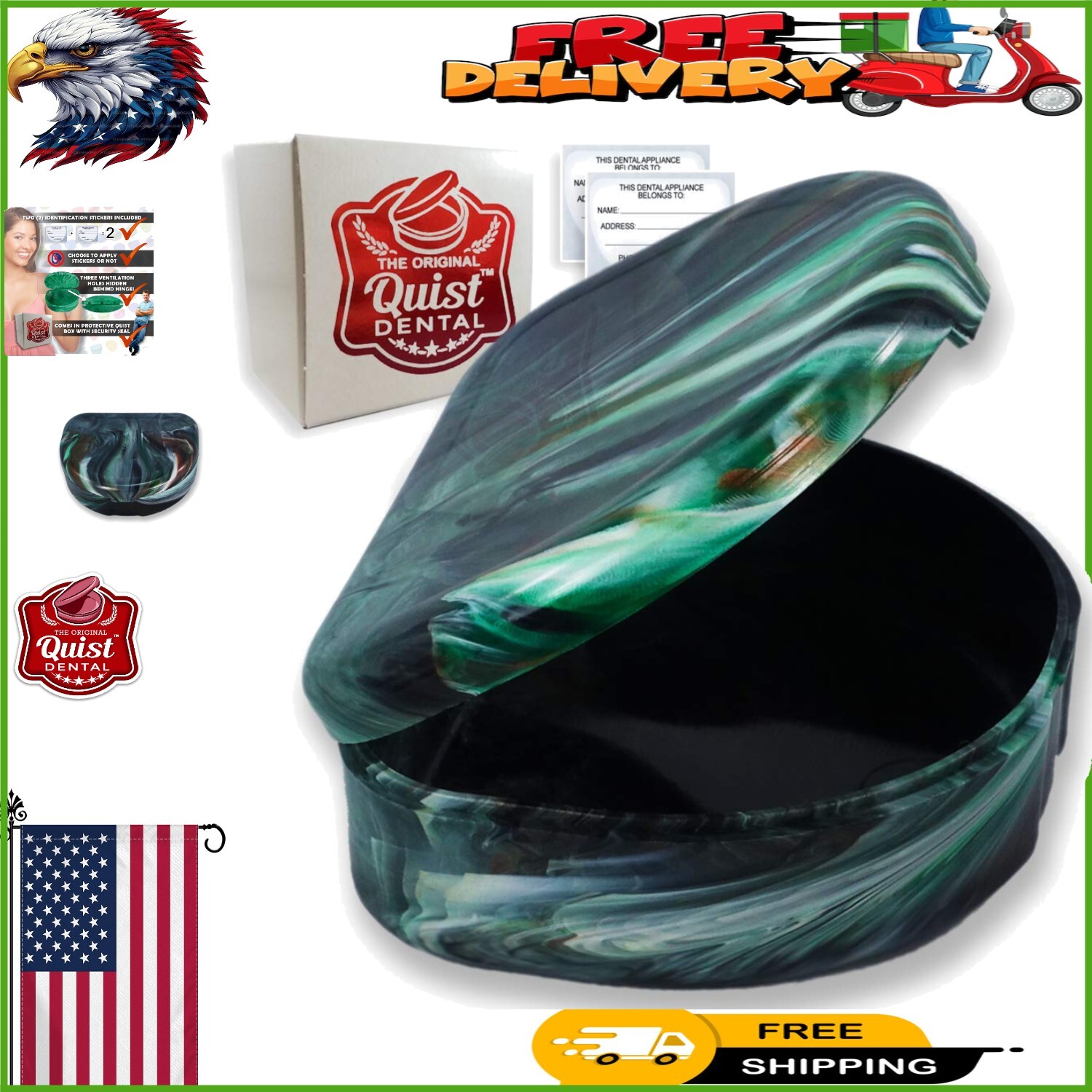 Compact Camo Orthodontic Case with Ventilation & Security Seal - 2.5x2.6 Inches