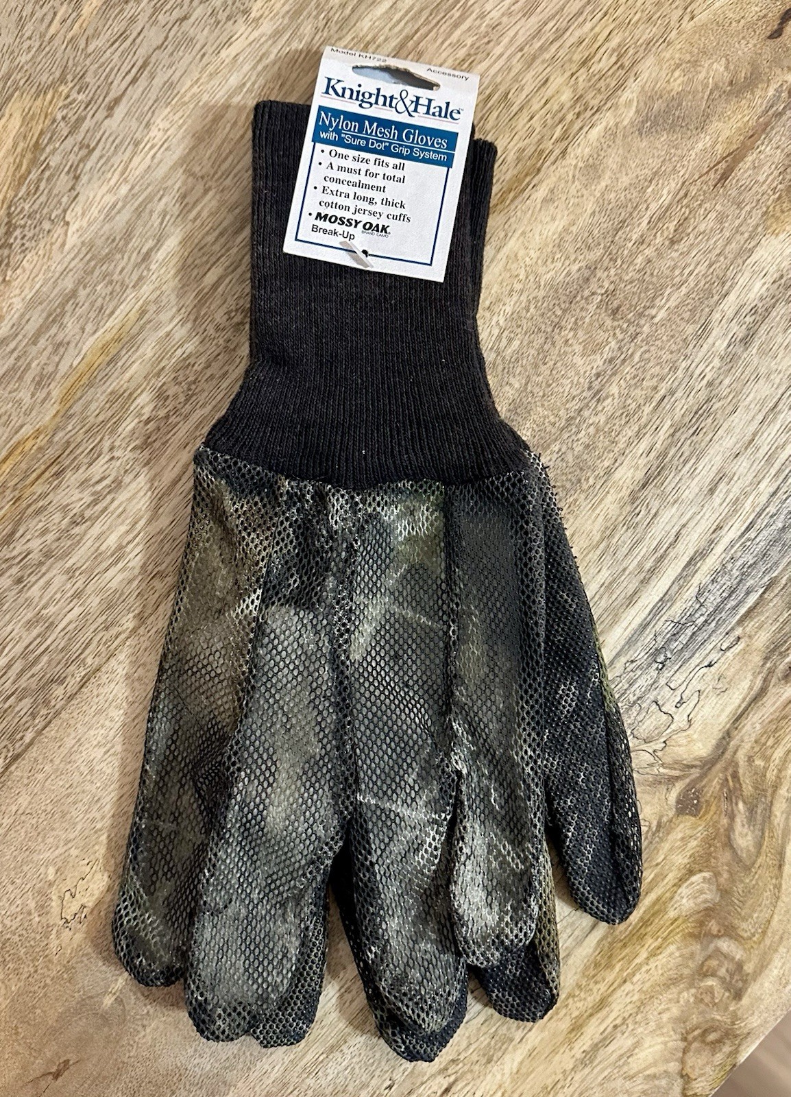 Knight & Hale Nylon Mossy Oak Camo Mesh Gloves One Size Fits Most. Hunting. NEW