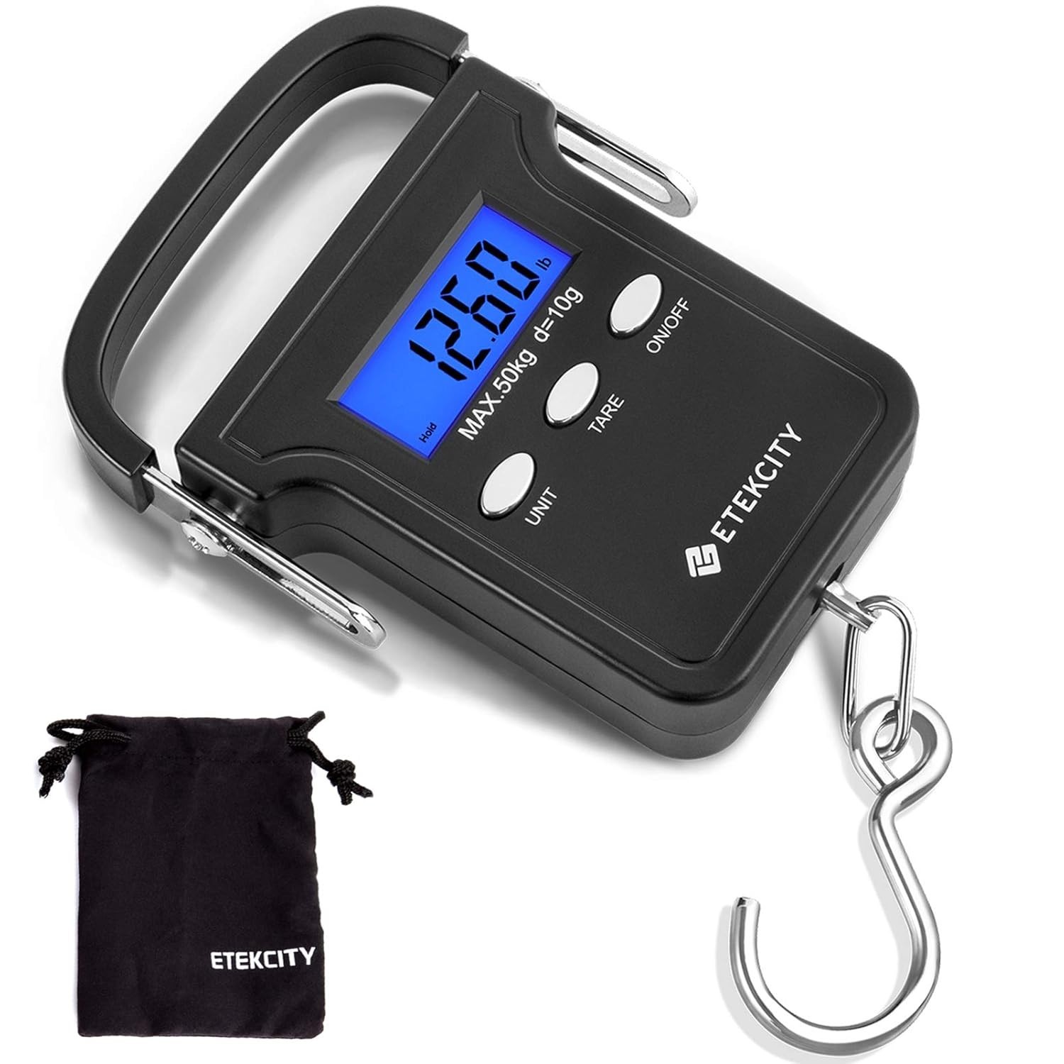 Versatile Hanging Hook Scale - 110lb Capacity, Backlit Display for Easy Reading