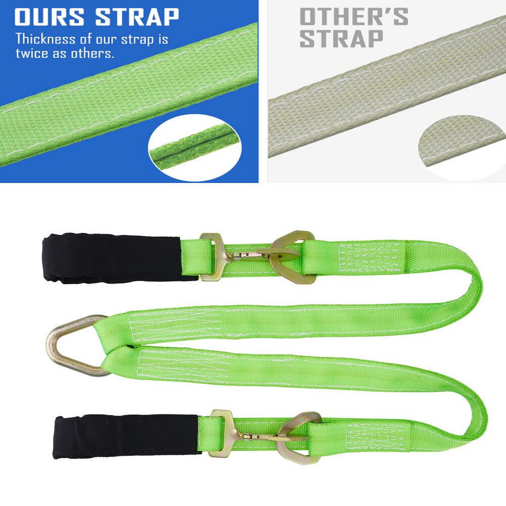 V-Bridle Recovery Strap 2"x4' w/Snap Hooks w/ Cordura Sleeve & Axle Straps Tow