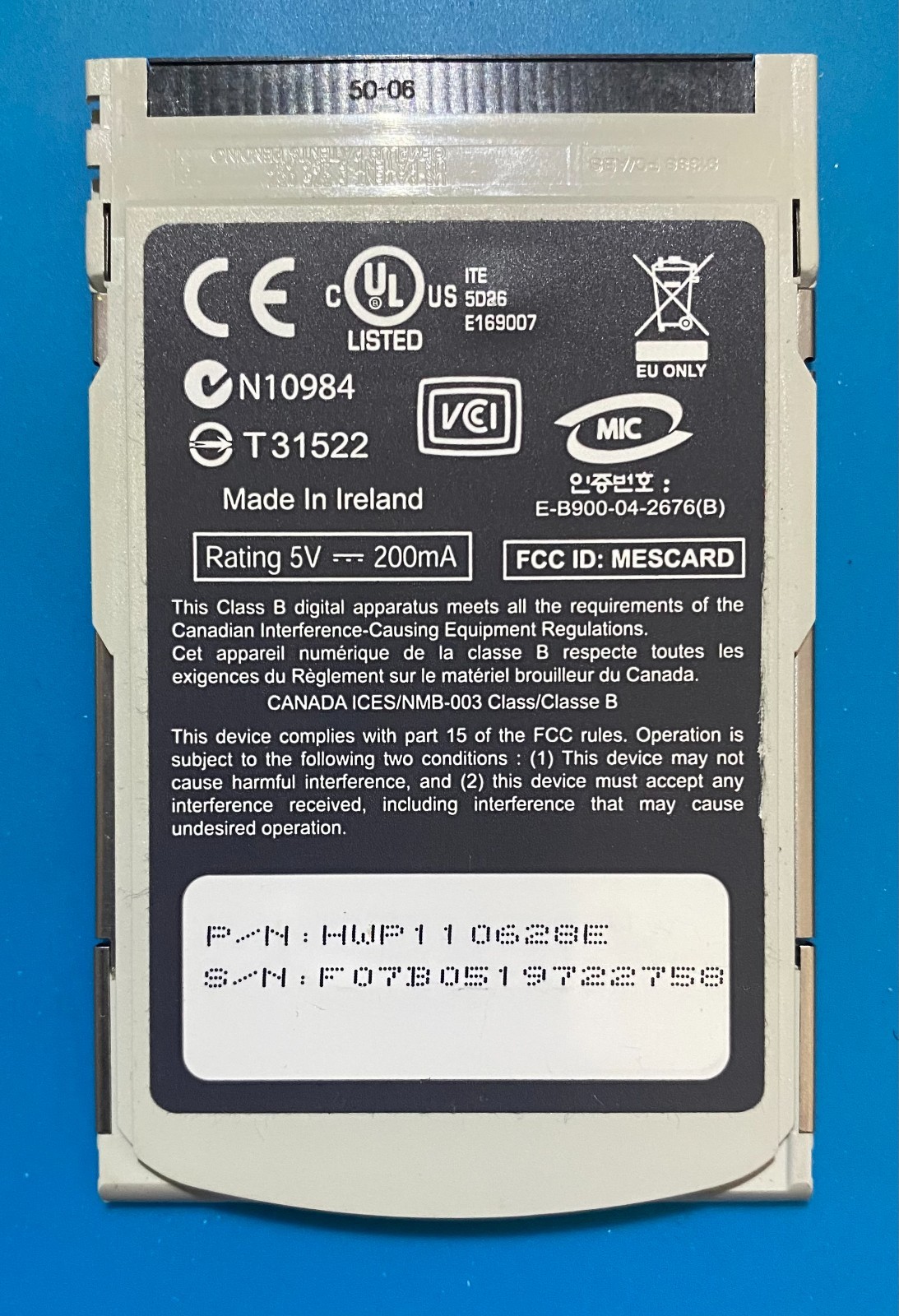 GemPC Card Smart Card Reader/Writer PCMCIA Card HWP110628E