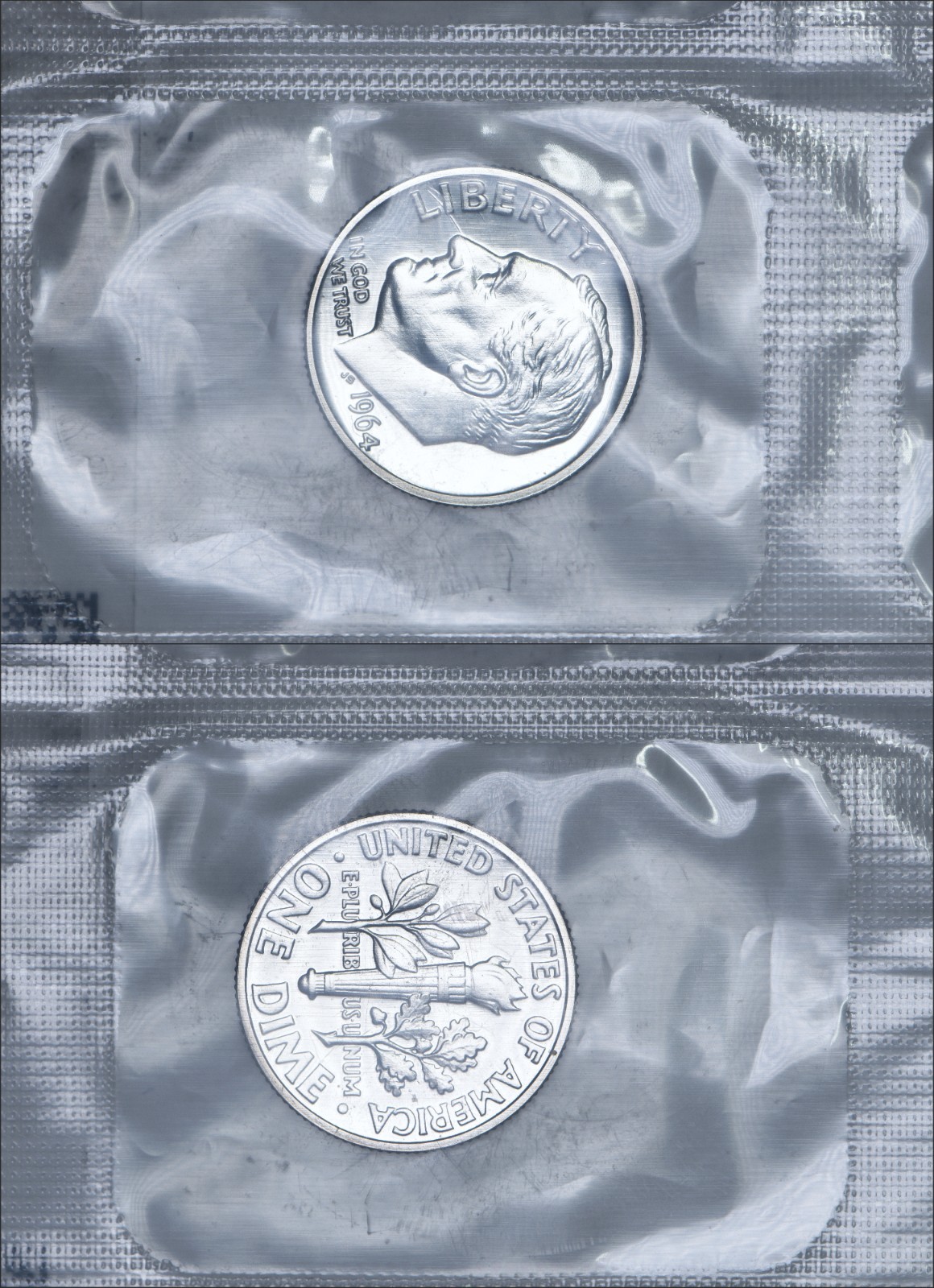 1964 Roosevelt Dime Silver Gem Proof in original mint cello (1 random coin)