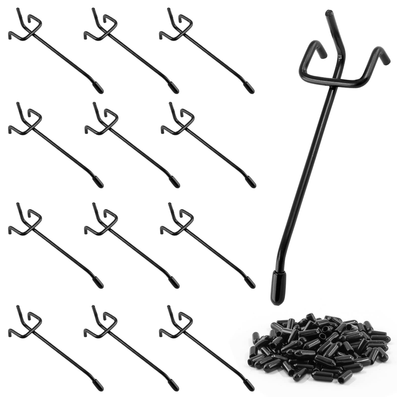 100 Pcs 4 Inch Black Pegboard Hooks for 1/4" 3/16" 1/8" Pegboard Storage