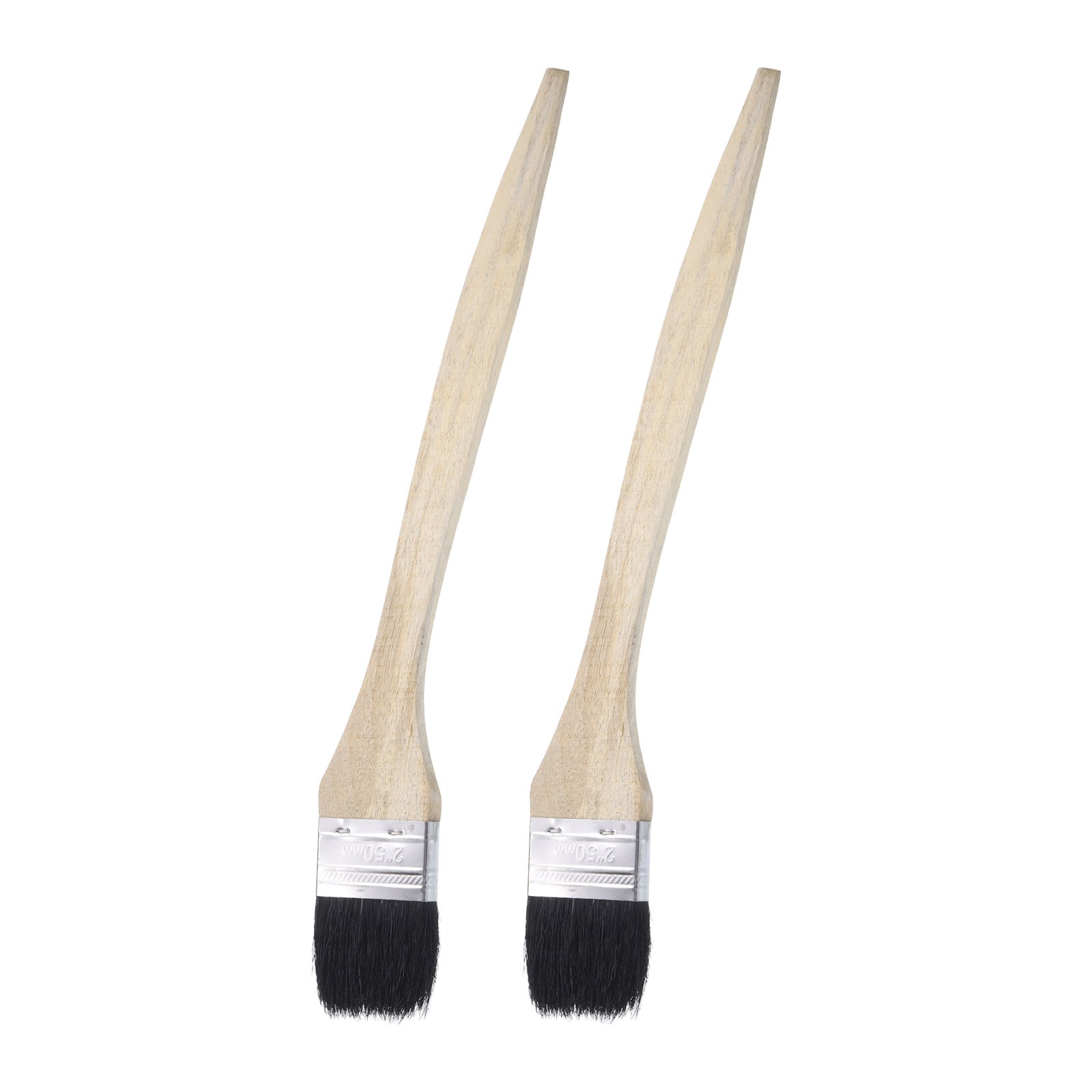 2pcs Bent Radiator Paint Brush 2" Width Long Wood Handle Paint Bristle Brushes