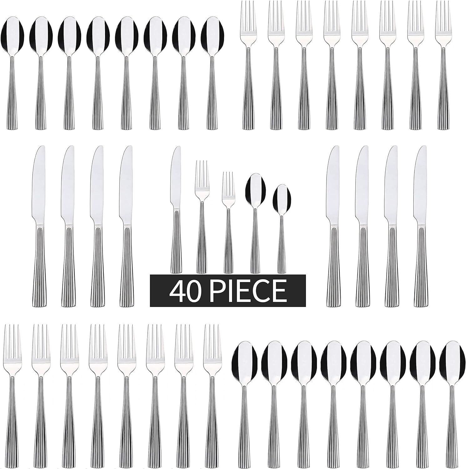 20/40pc Silverware Set Premium Stainless Steel Flatware Cutlery Kitchen Utensil