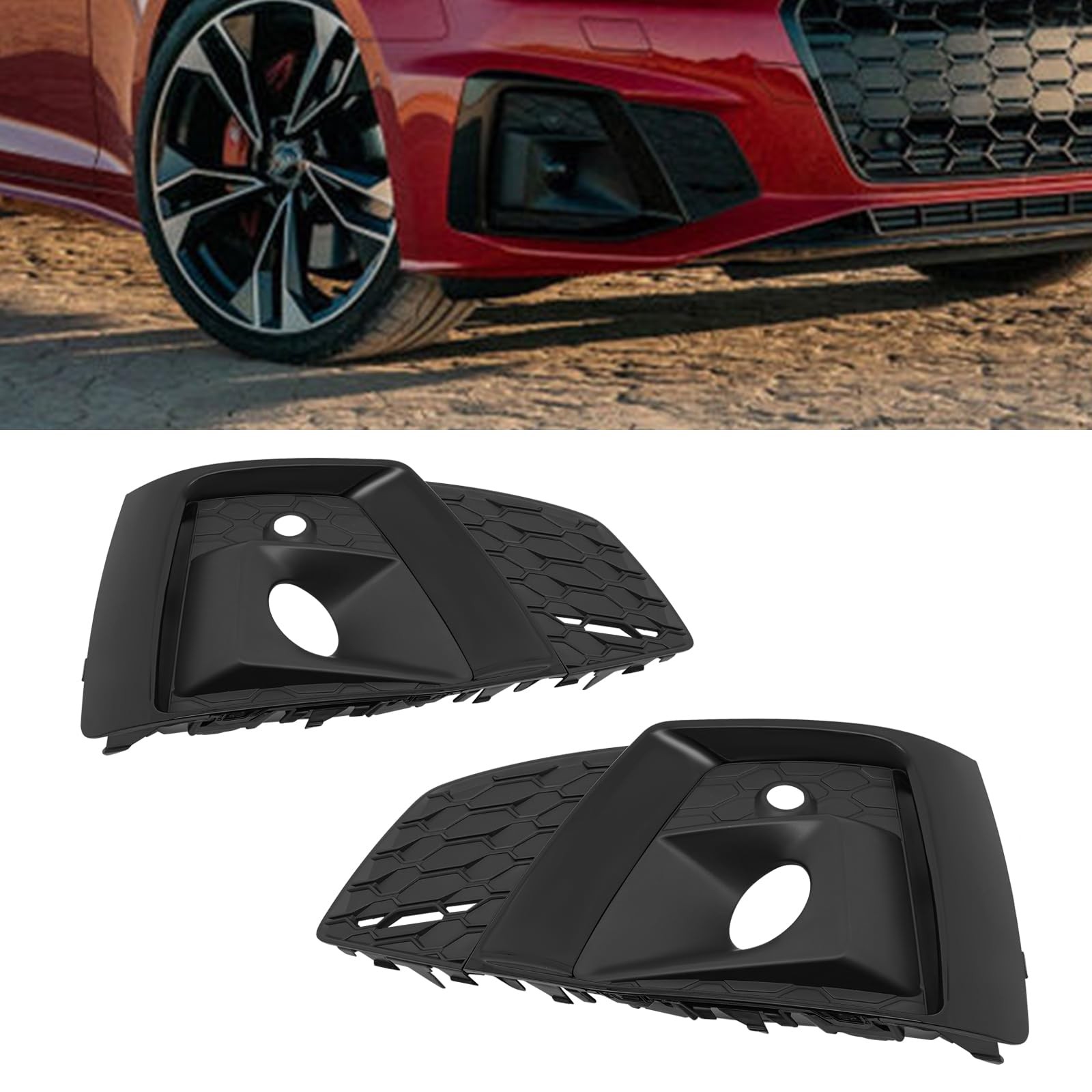 Black Front Bumper Fog Lamp Covers Left Right for A5 S5 Sportback 2020-2022