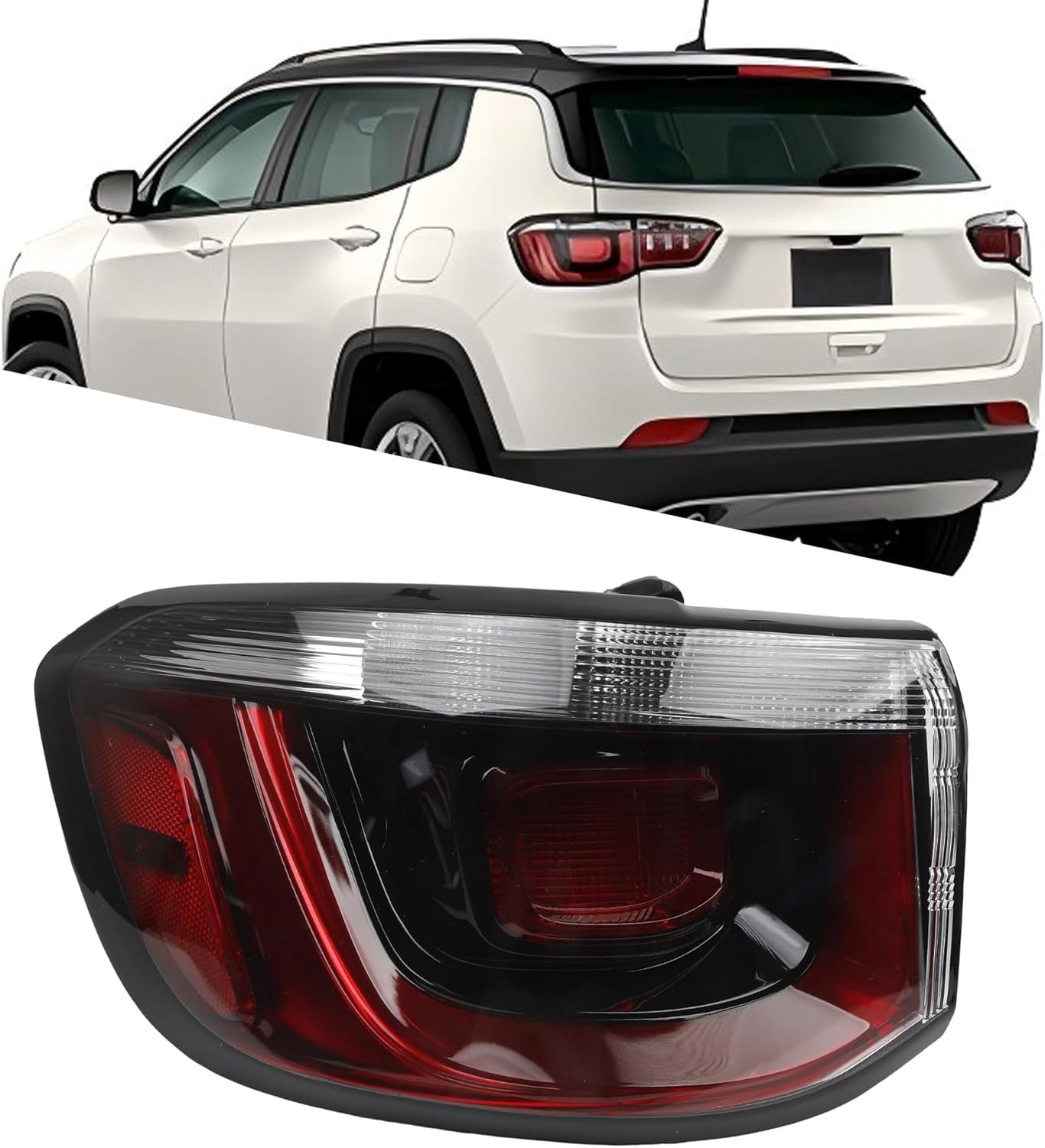 Left Driver Side Outer Tail Light Assembly  2021-2024 Jeep Compass Halogen Taill