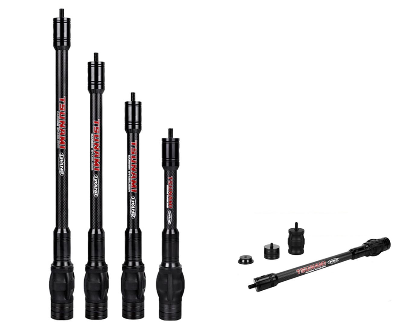 LWANO Carbon Archery Compound Bow Stabilizer Shock Absorbing 6 inch, Black