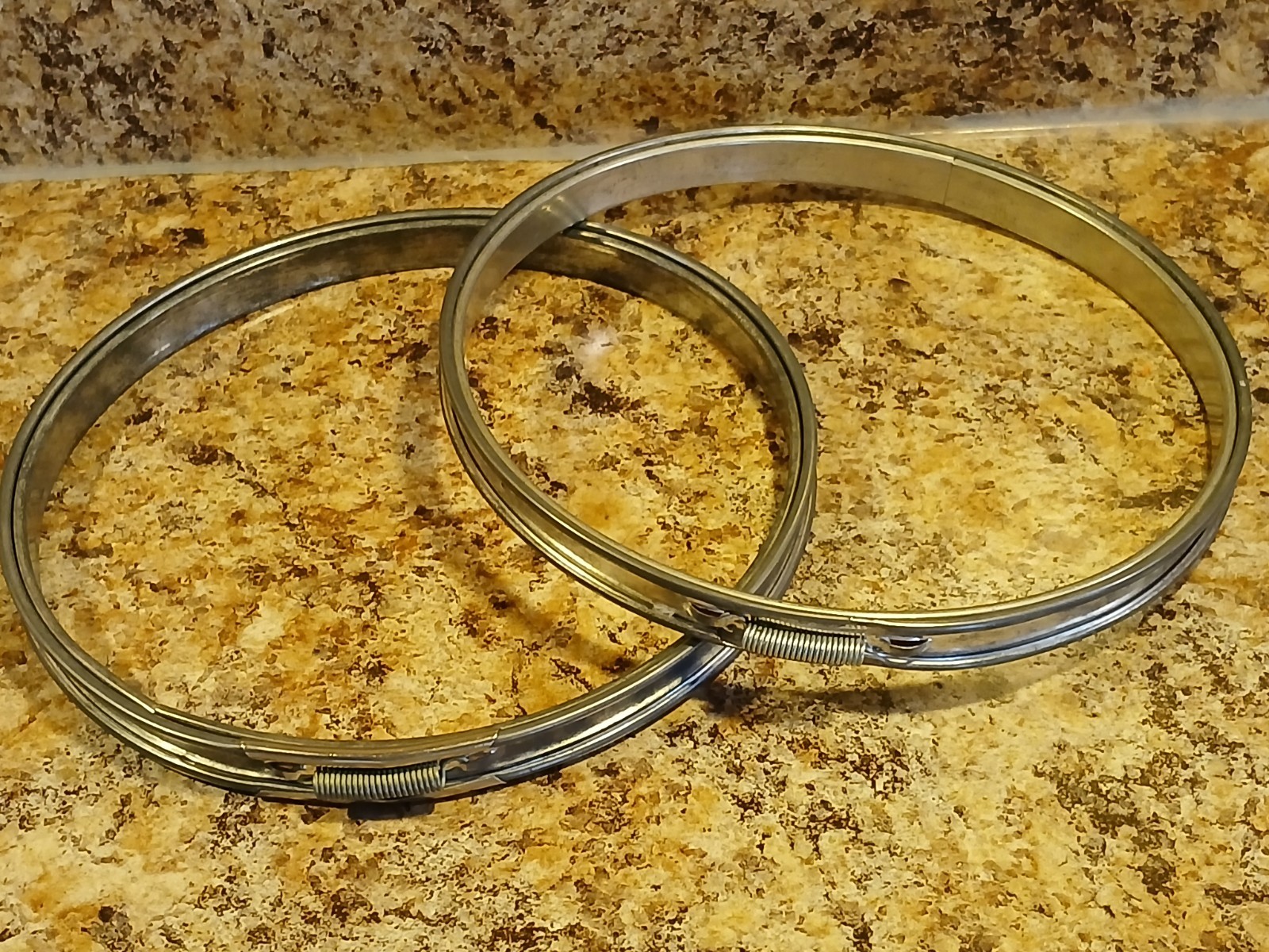 VTG Embroidery Hoops 6" Round Metal / Cork-Lined / Spring Tension / Set of 2 USA