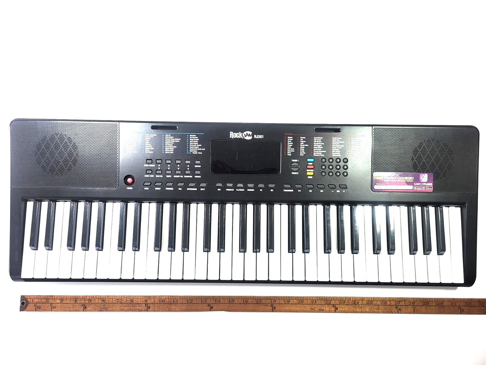 Rock Jam RJ361 61 Key Electronic Keyboard Tested & Works AA Batteries Included
