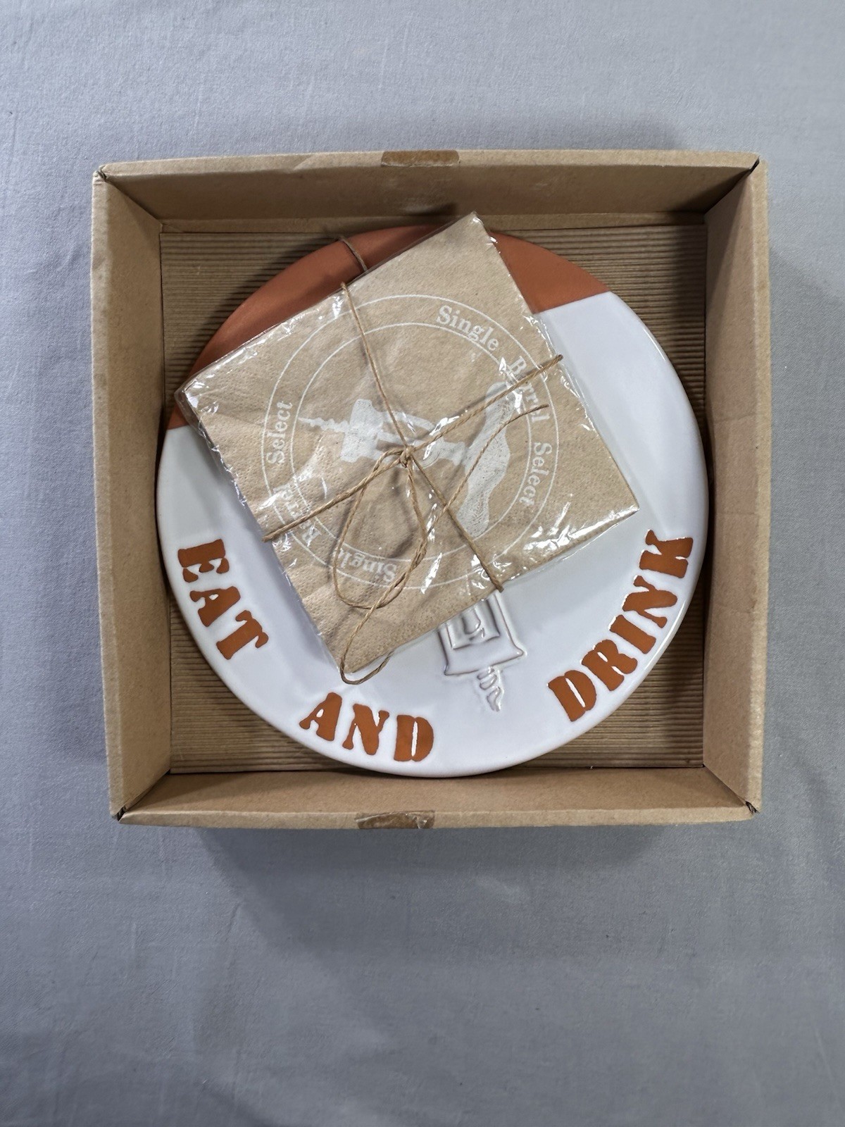 Mud Pie glazed terracotta Trivet Wall Plaque "Eat and Drink" New With issue