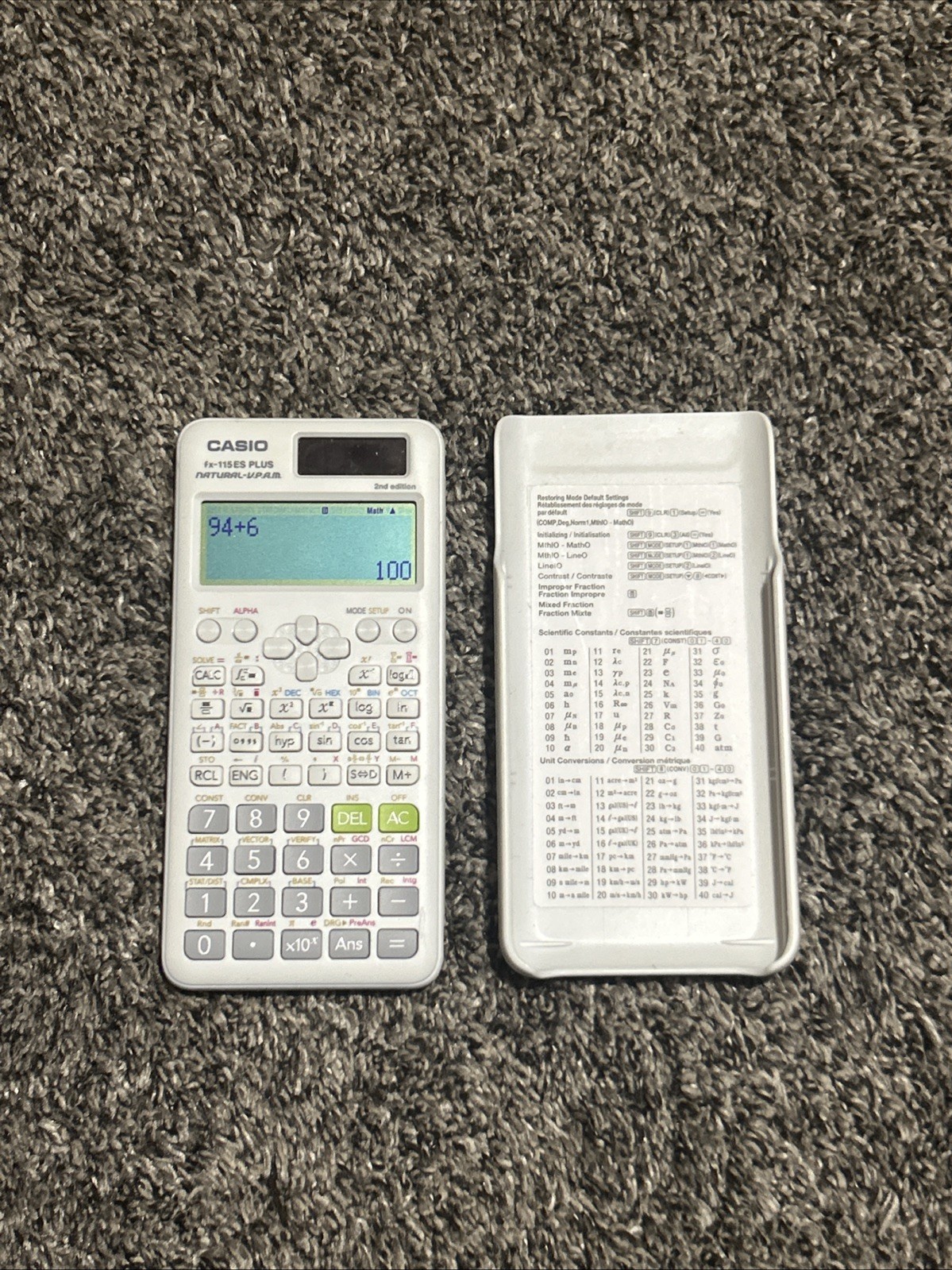 Casio FX-115ES Plus Solar Powered Scientific Calculator 2nd Edition w Slipcover