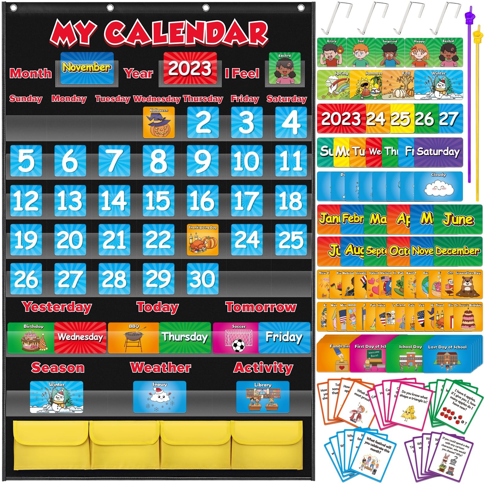 Classroom Calendar Pocket ChartMonthly Calendar for Kid Preschool Kindergarte