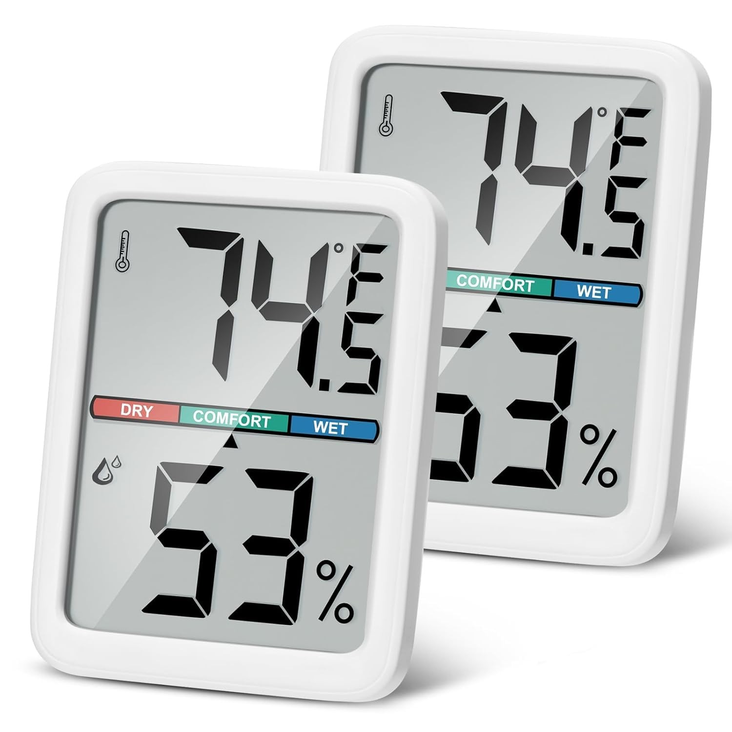 Digital Thermometer Hygrometer, Large LCD Screen Room Thermometer...