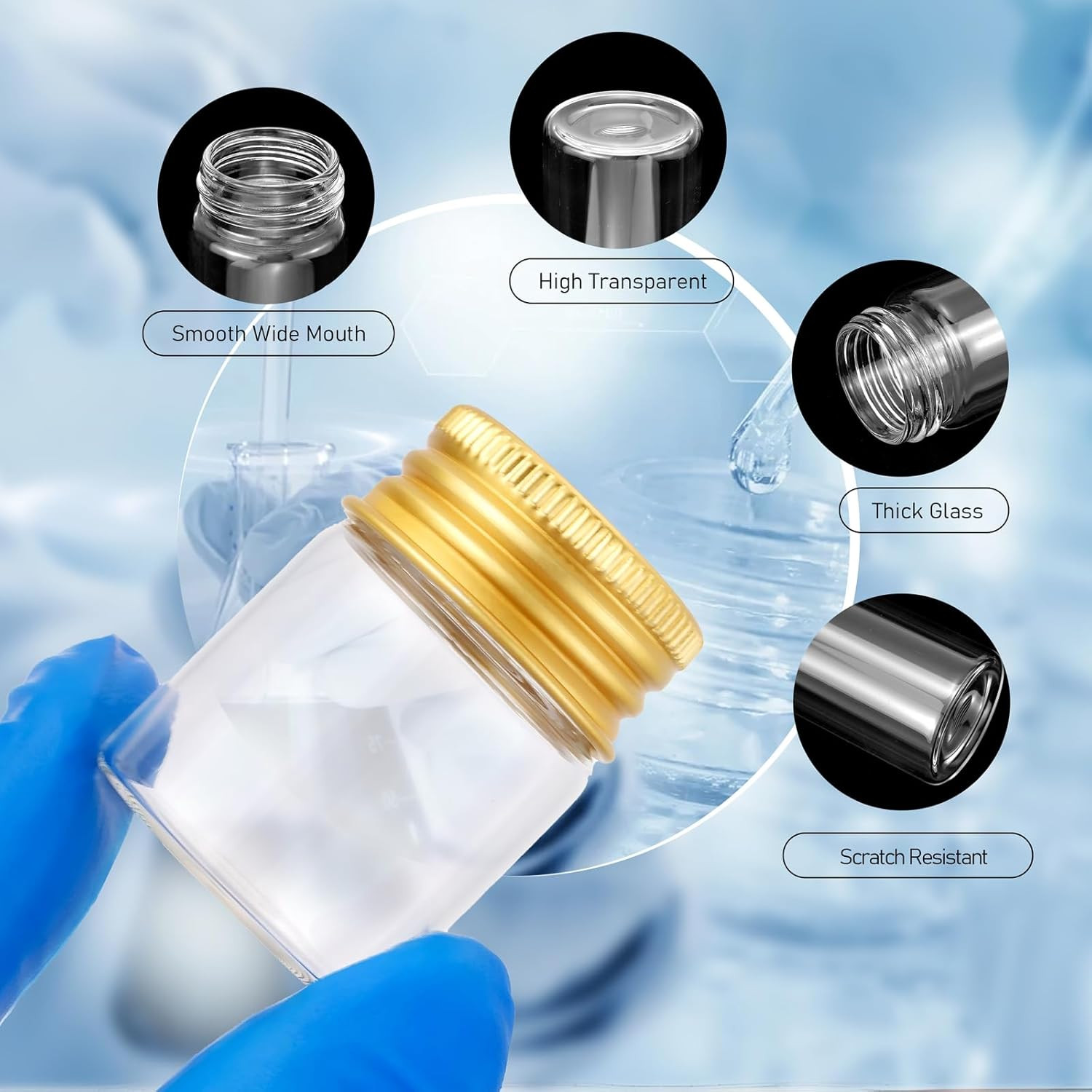 16Pcs 15ml(0.5 oz) Empty Tiny Jars Small Glass Vials with Lids Lab Sample Vials
