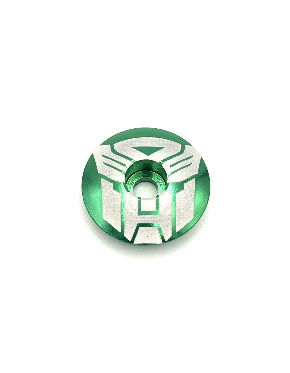 ROBOTS Bicycle Headset Top Cap 1 1/8" Green Stem Cap Bike Transformer