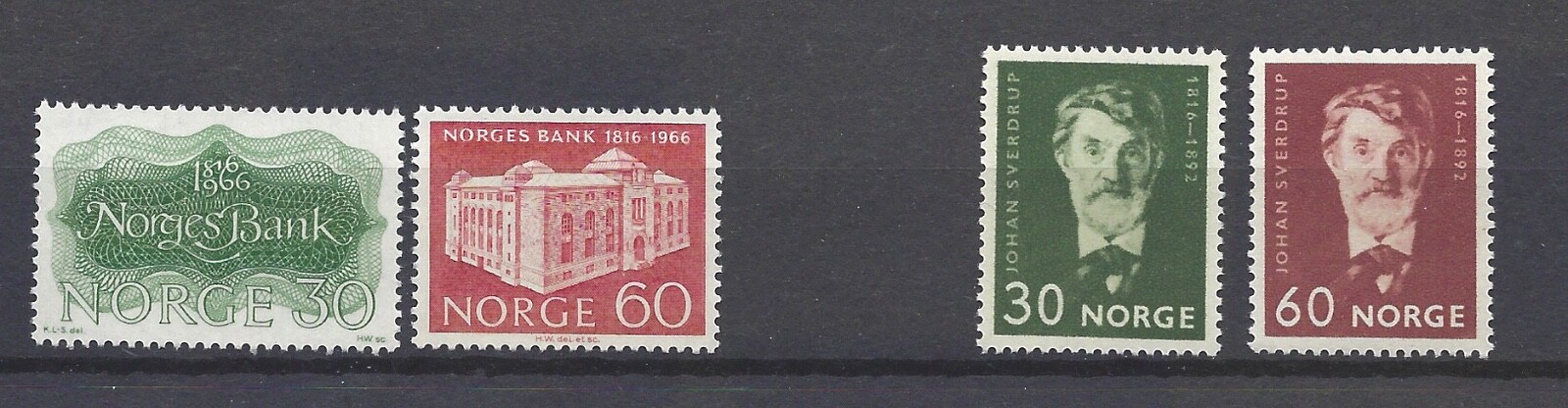 Norway 1966 Bank of Norway anniversary Johan Sverdrup MNH  NK577-80