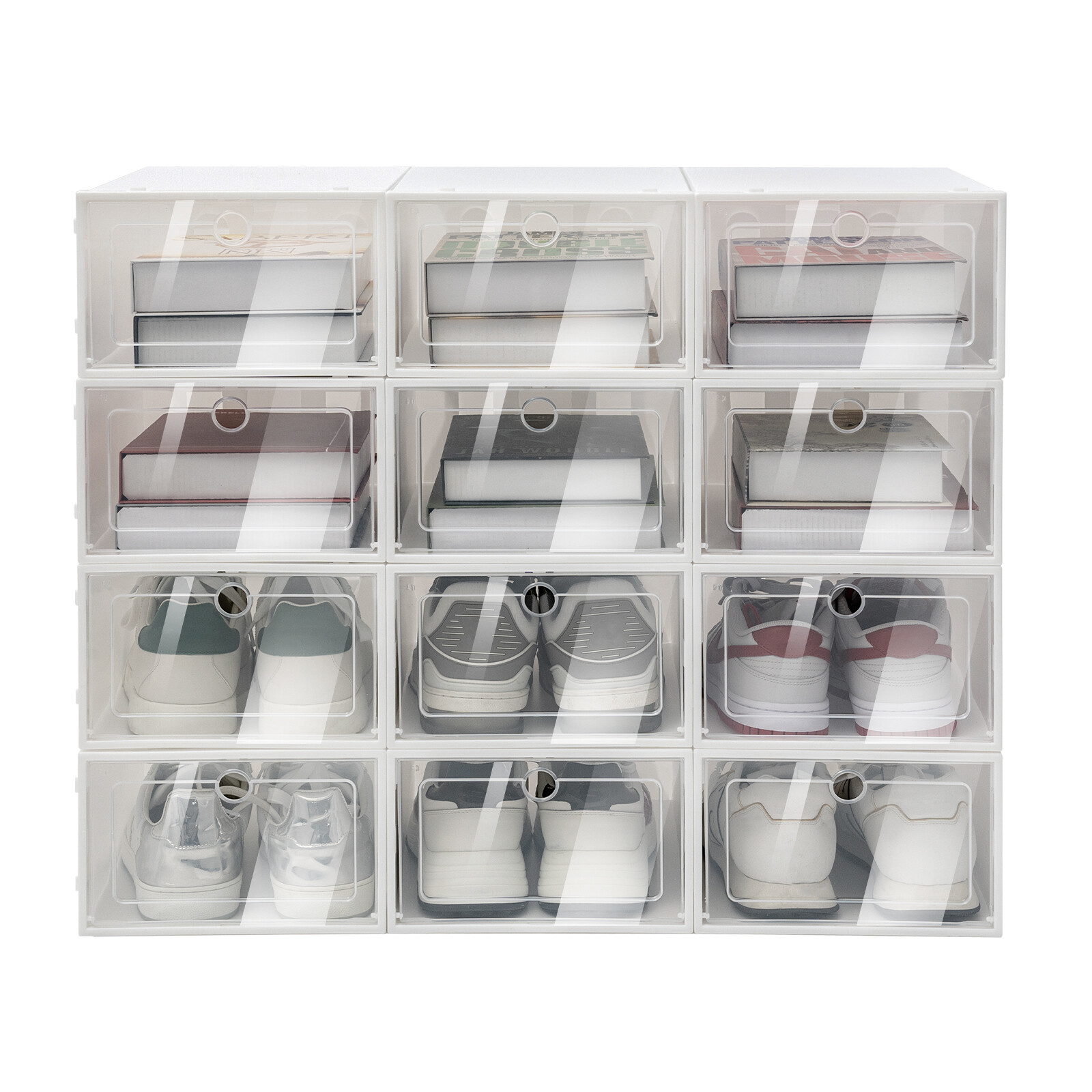 24 Pcs Foldable Shoe Storage Box Case Sneaker Container Stackable Organizer USA