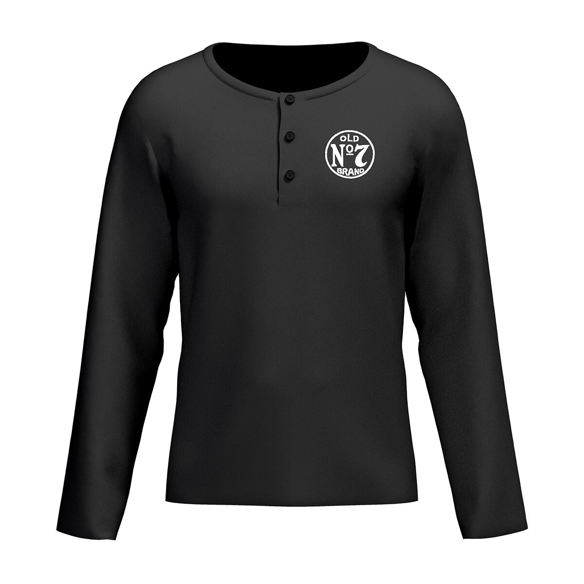 Jack Daniels Black Henley Long Sleeve Shirt 02-842-125-XL