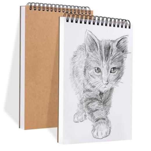 2 Pack Sketch Book, 5.8” x 8.3” Small Sketch Pad,100GSM/68LB Sketchbook for