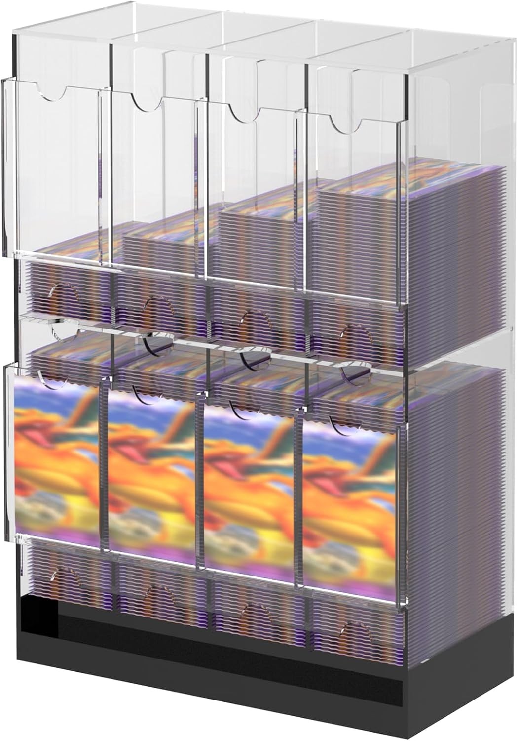 8-Slot Clear Acrylic Booster Pack Dispenser, Card Organizer with Black Base, Fit
