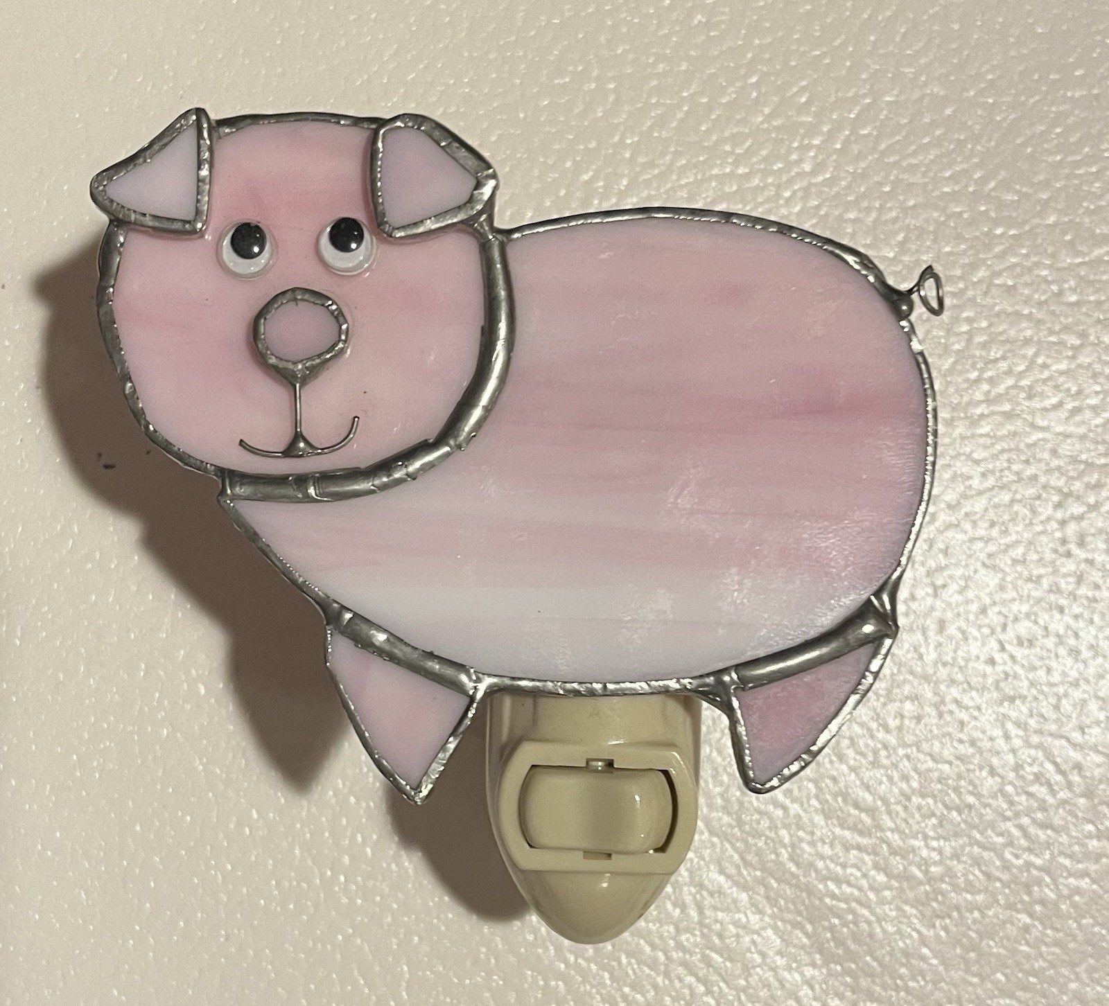 VTG 1980s Pink Pig Stained Glass Nightlight Piggie Decor 80s Farm Vibe Fun