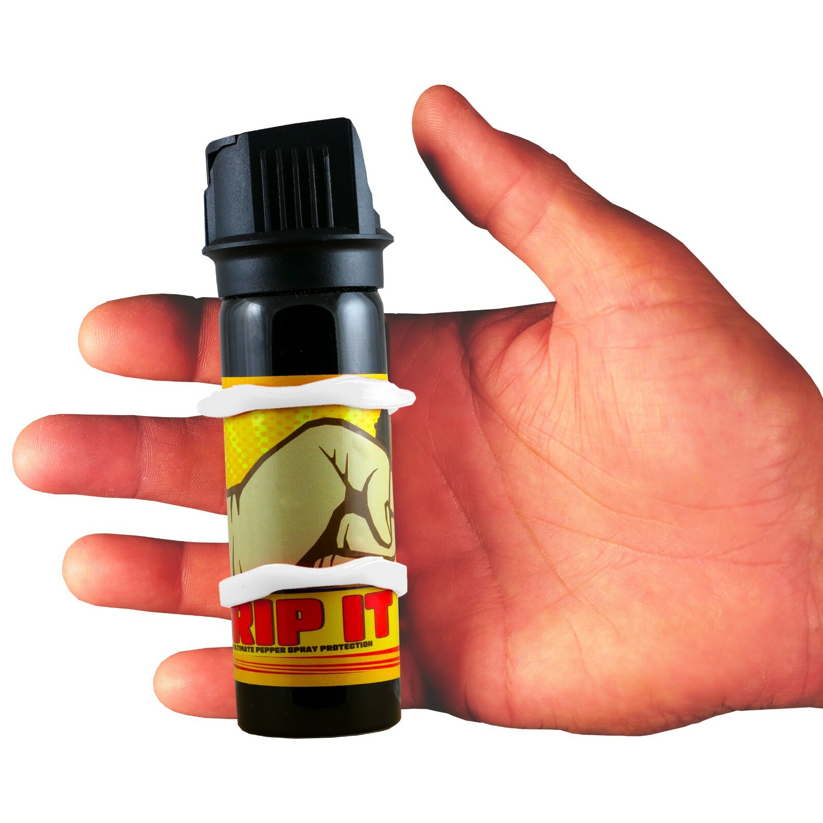 (1) White GRIP IT Hand held Pepper Spray with 2oz police strength PEPPER SPRAY