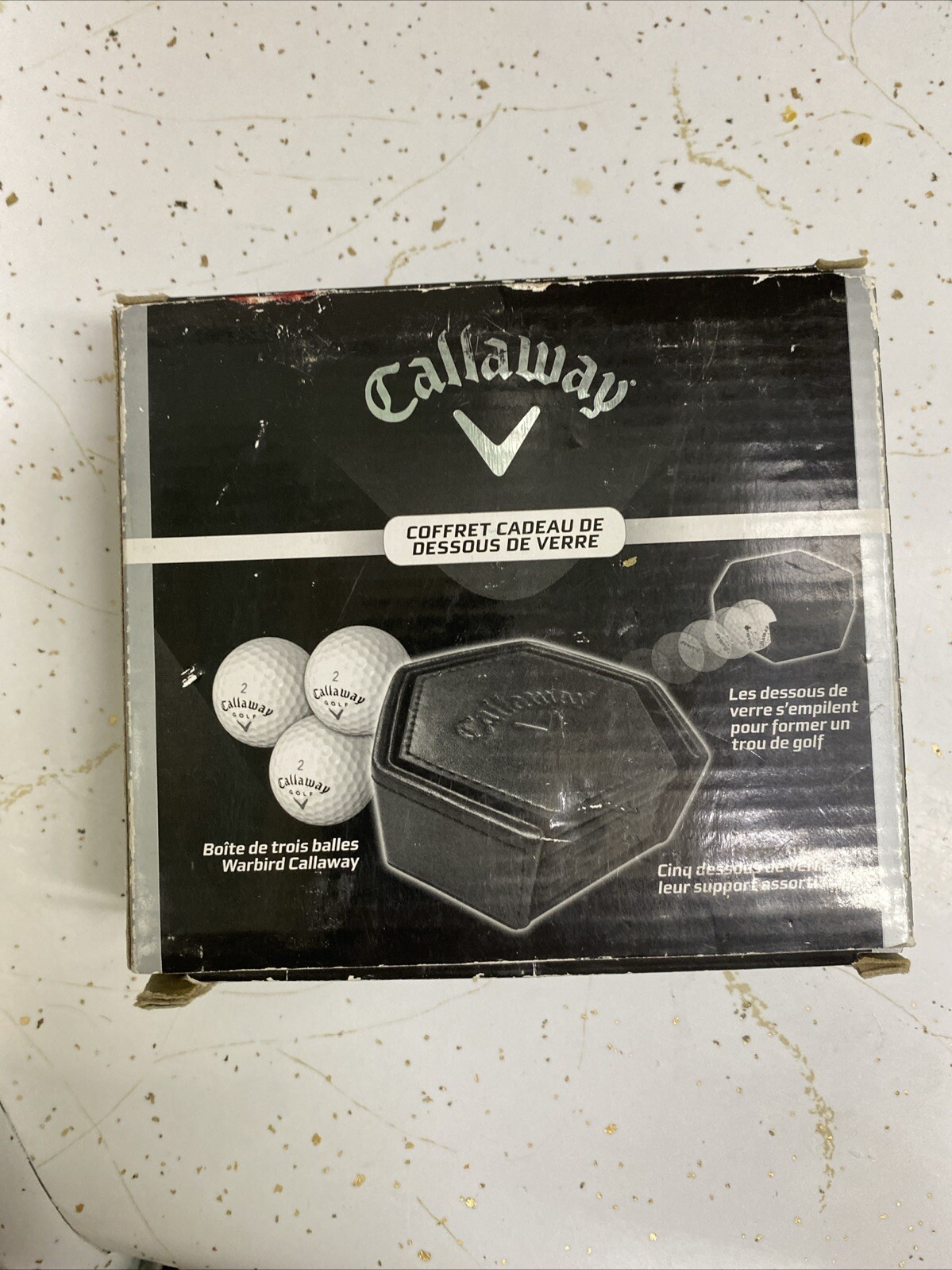 Callaway Golf Coaster Gift Set With Complete With 3 Balls And 5 Coasters