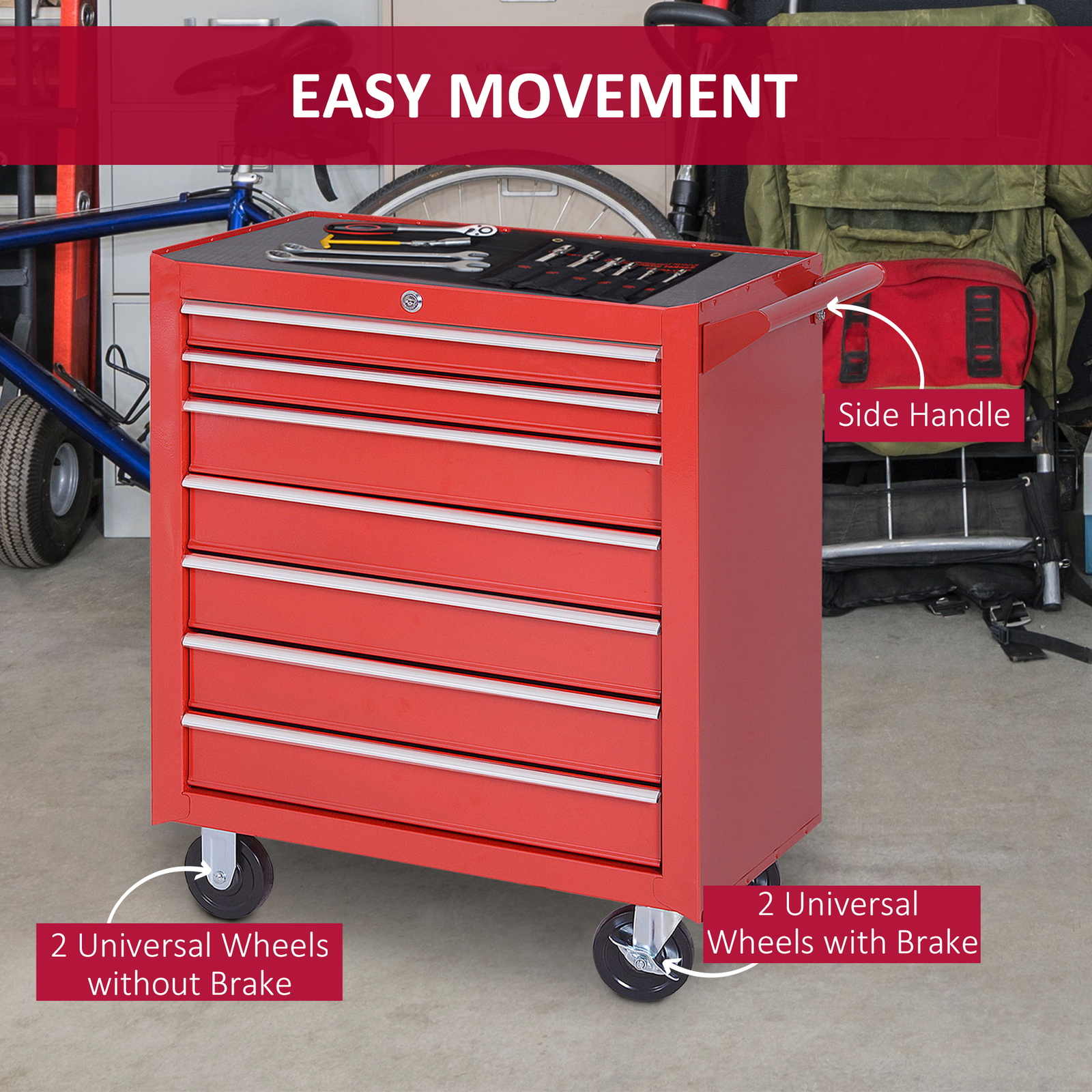 Durhand 7-Drawer Roller Tool Cabinet - Ultimate Garage Storage Solution!
