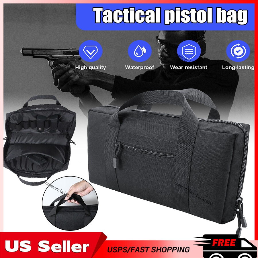 Tactical Pistol Range Bag Shooting Handgun Gun & Magazine Carry Pouch Soft Case